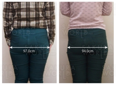週1回 1ヶ月目で-3cm