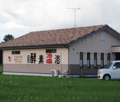 茶色の建物＆大きな看板が目印！