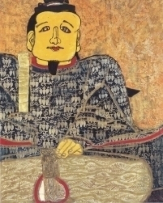 面構 足利尊氏》 1966年 紙本彩色（麻布で裏打）　 神奈川県立近代美術館