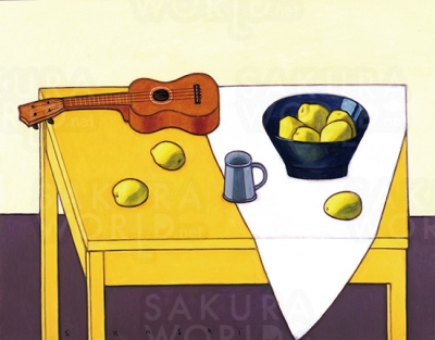 笠井誠一 《ウクレレとかりんのある静物》 1999年