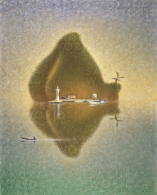 《灯台のある島》1984年、油彩、カンヴァス 府中市美術館所蔵©牛島憲之芸術継承基金