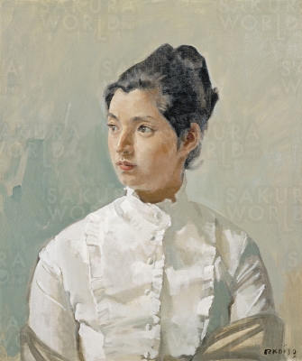 小磯良平《婦人像》１９６９年 油彩・カンヴァス　ふくやま美術館所蔵