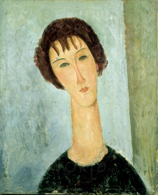 アメデオ・モディリアーニ《 青い背景の娘》 1918年 個人蔵