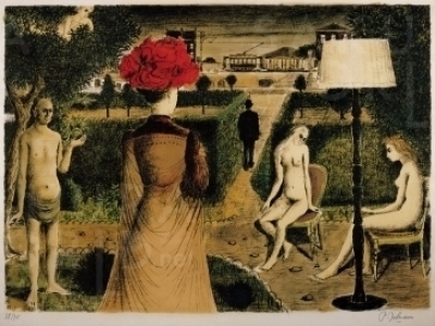 《庭》1971年（姫路市立美術館） ©Foundation PaulDelvaux,Sint-Idesbald-SABAM Belgium/JASPAR 2016 G0447