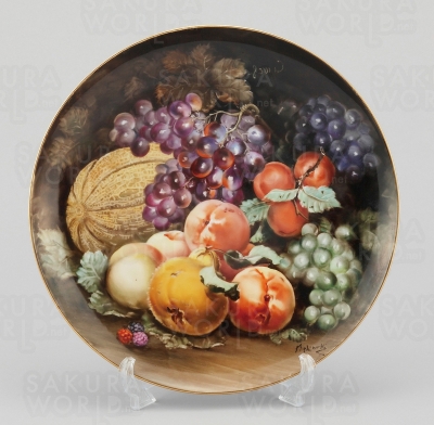 上絵果物図飾皿 日本陶器 市ノ木慶治画