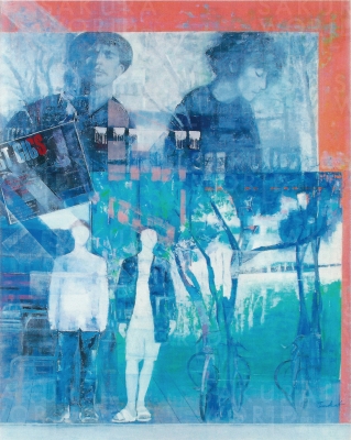 石坂知子「もうひとつの風景」 F100号 油彩・コラージュ