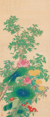狩野永岳「十二客名花双幅」